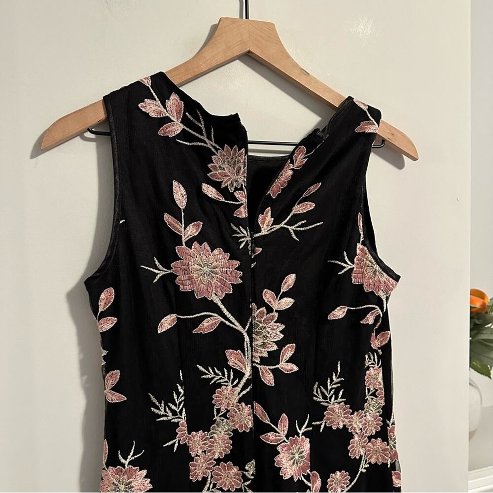 Jessica Howard Black Pink Gold Floral Embroidered Mini Dress 6 - Picture 6 of 10